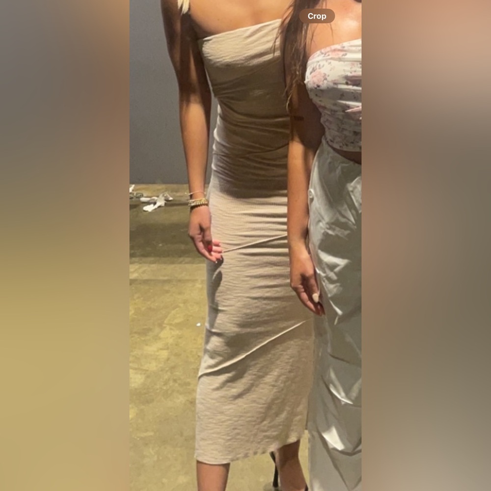 Princess Polly Ribbed Beige Dress